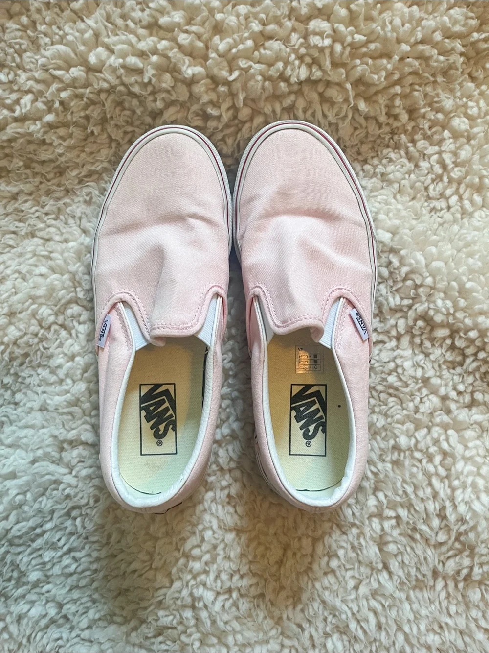 Vans 2021 Pink Slip-On Sneakers with Red Side Logo and Strawberry Detail Rare